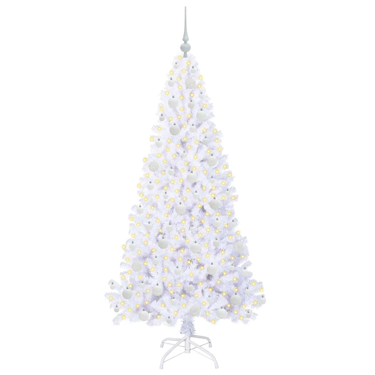 Mű karácsonyfa 300 LED-del állvánnyal Fehér 180 cm PVC és Acél