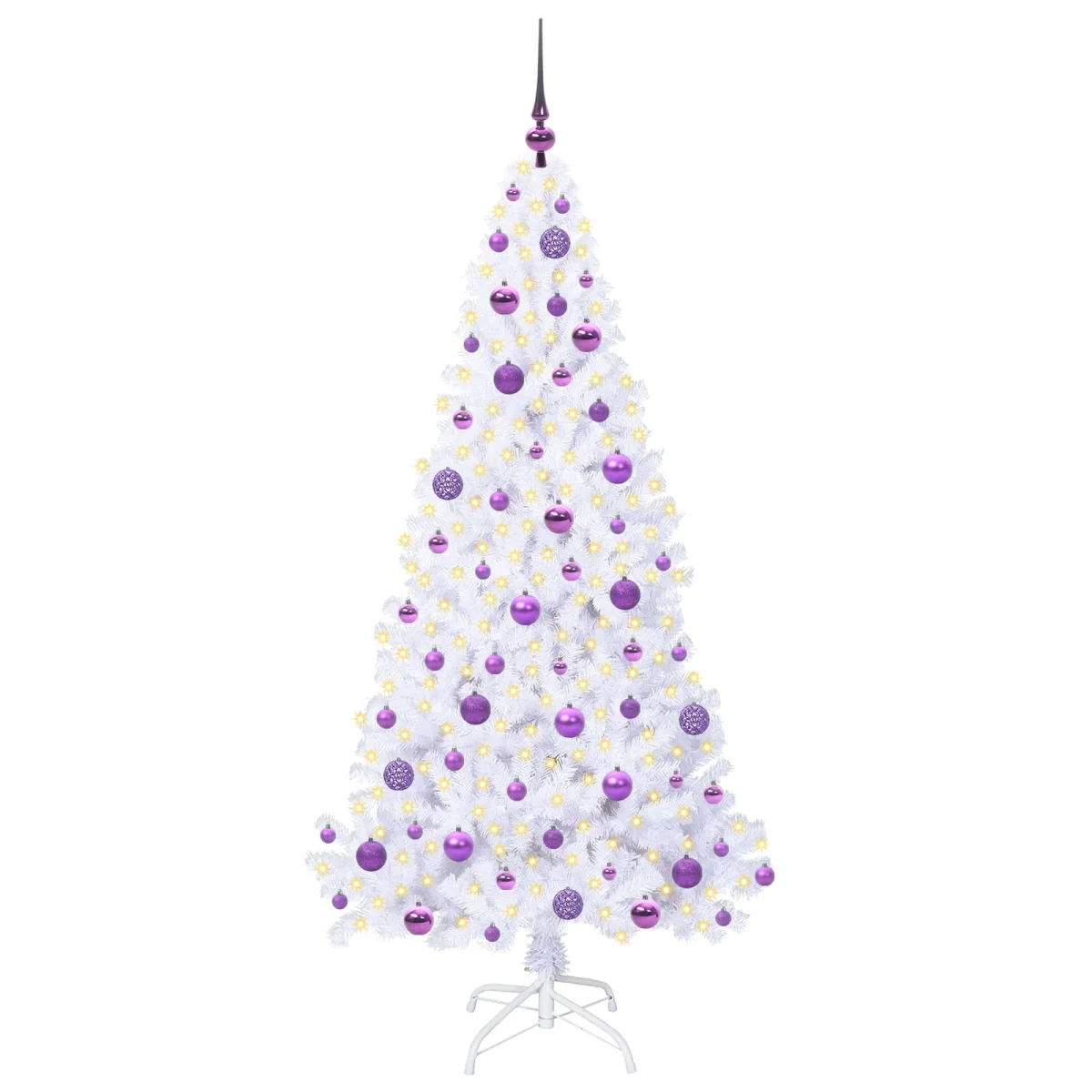 Mű karácsonyfa 300 LED-del állvánnyal Fehér 180 cm PVC és Acél