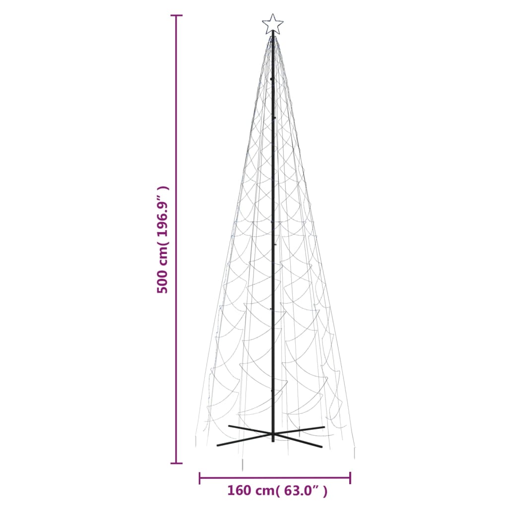 Kúp alakú karácsonyfa 500 kék LED-del 100 x 300 cm