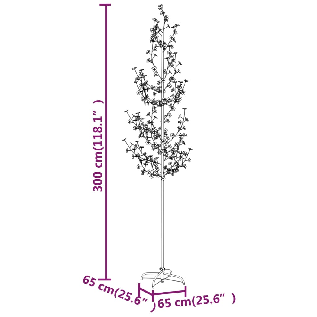 LED-es cseresznyevirágfa 368 meleg fehér LED-del 300 cm