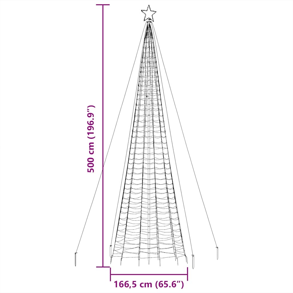 Meleg fehér karácsonyfa fénykúp tüskékkel 1534 LED 500 cm