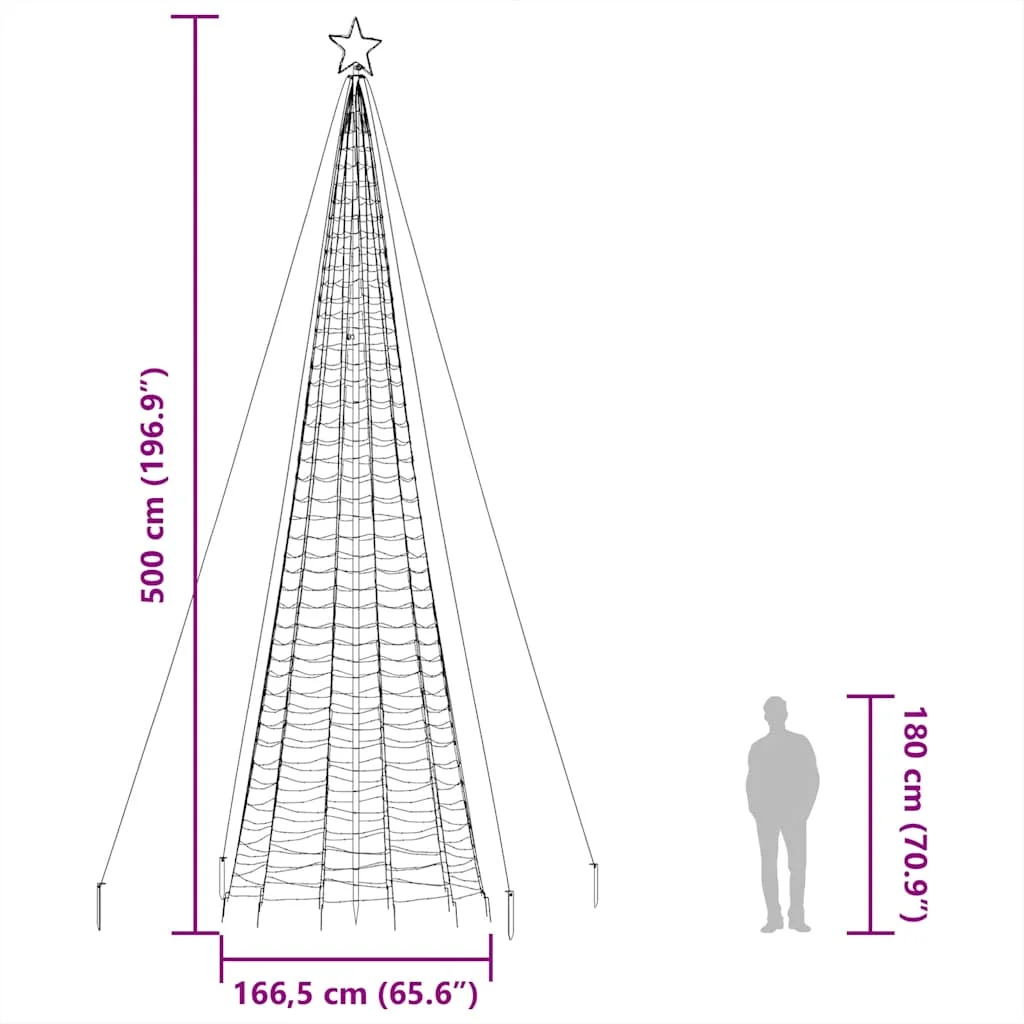 Meleg fehér LED karácsonyfa tüskékkel 1534 LED 500 cm