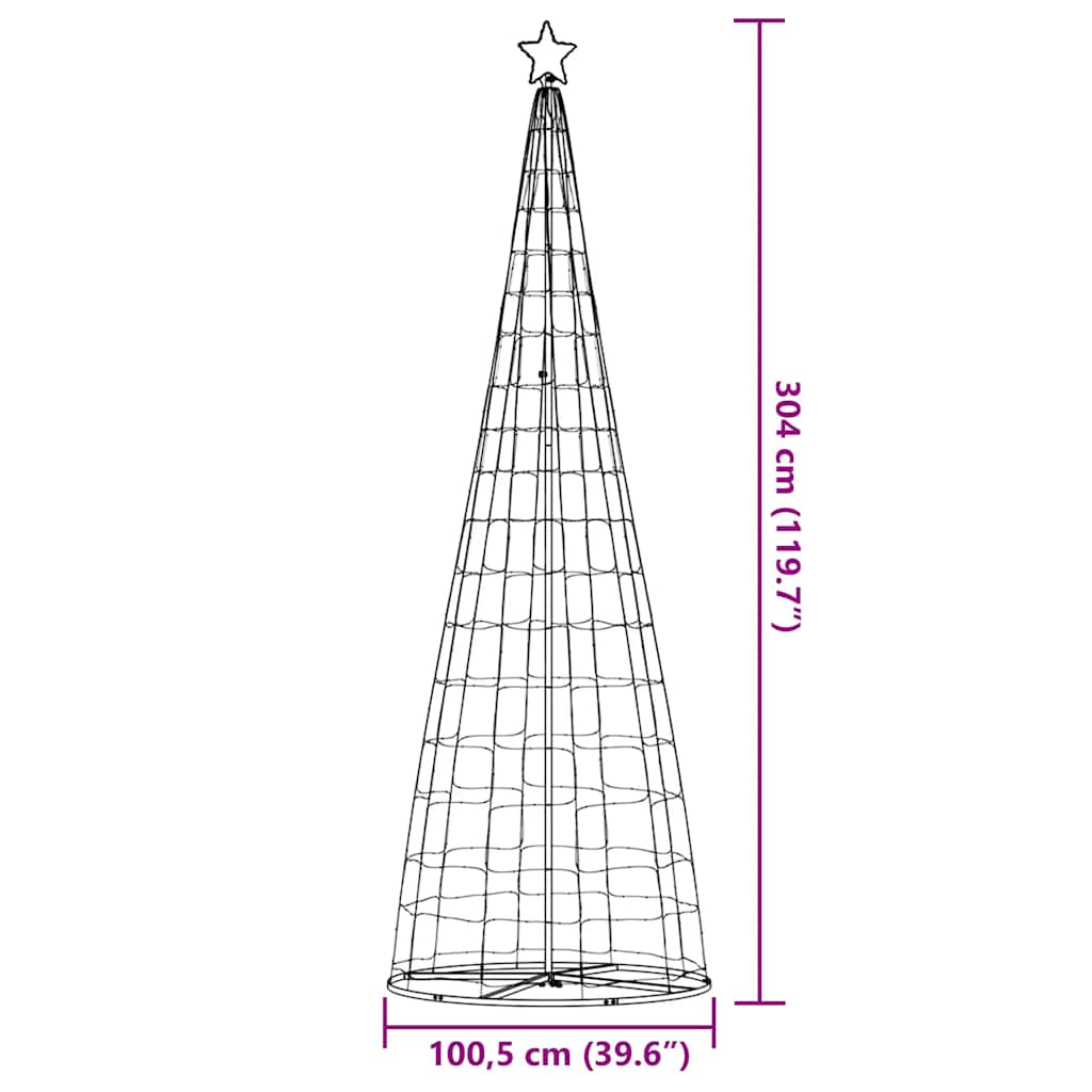 Színes karácsonyfa fénykúp 550 LED-del 304 cm