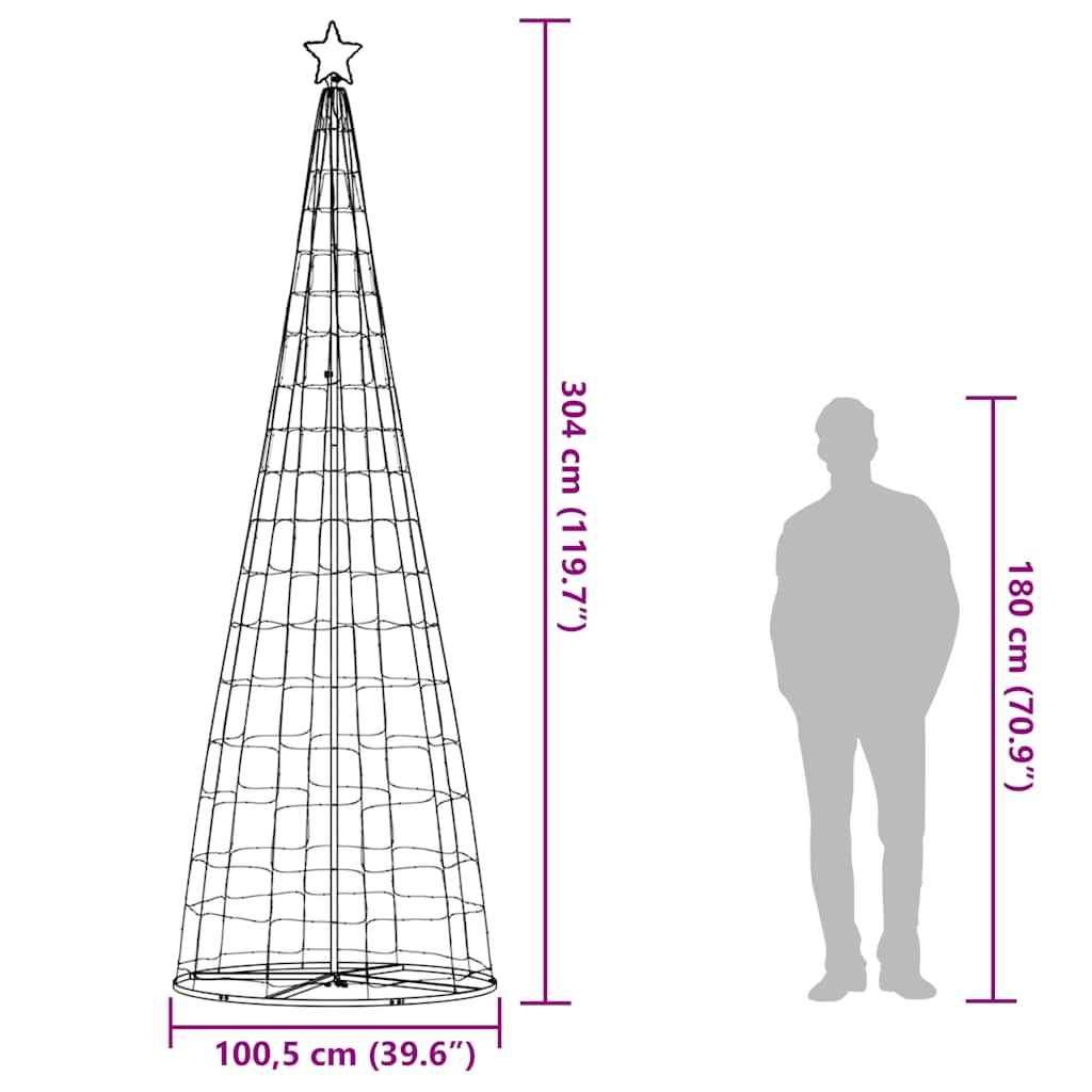 Színes karácsonyfa fénykúp 550 LED-del 304 cm