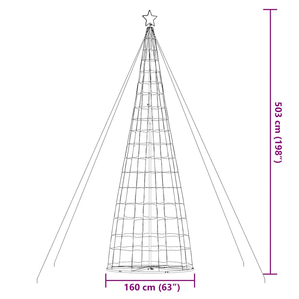 Színes karácsonyfa fénykúp 1534 LED-del 503 cm