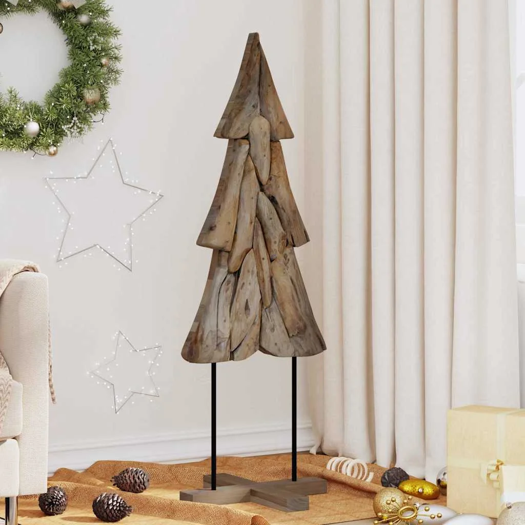 Karácsonyfa állvánnyal Barna 120 cm Tömör tíkfa