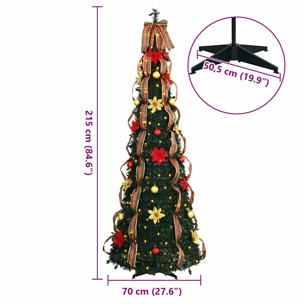 Mű karácsonyfa 200 LED-del állvánnyal Zöld 210 cm PVC