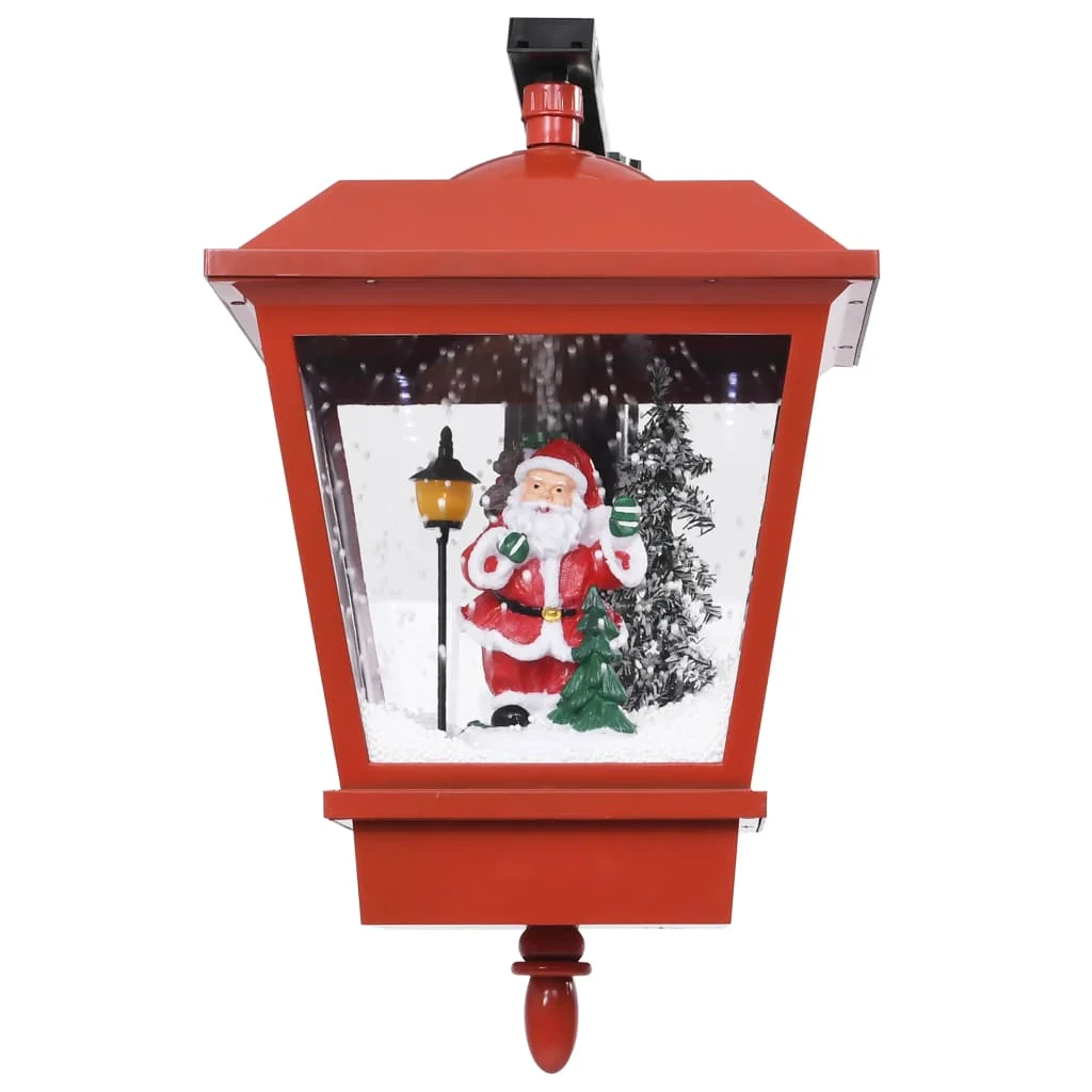 Piros karácsonyi fali lámpa LED-ekkel és Mikulással 40x27x45 cm