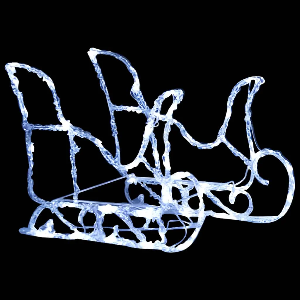 Akril rénszarvasok és szán karácsonyi dísz 160 LED-del 130 cm