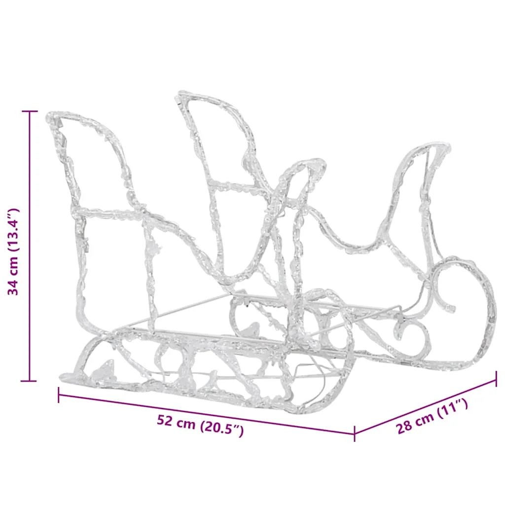 Akril rénszarvasok és szán karácsonyi dísz 160 LED-del 130 cm