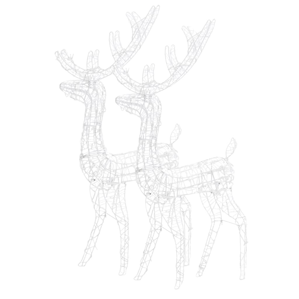 2 db meleg fehér fényű akril karácsonyi rénszarvasdísz 120 cm