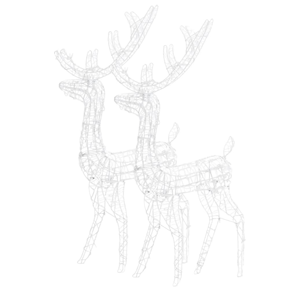 2 db hideg fehér fényű akril karácsonyi rénszarvasdísz 120 cm