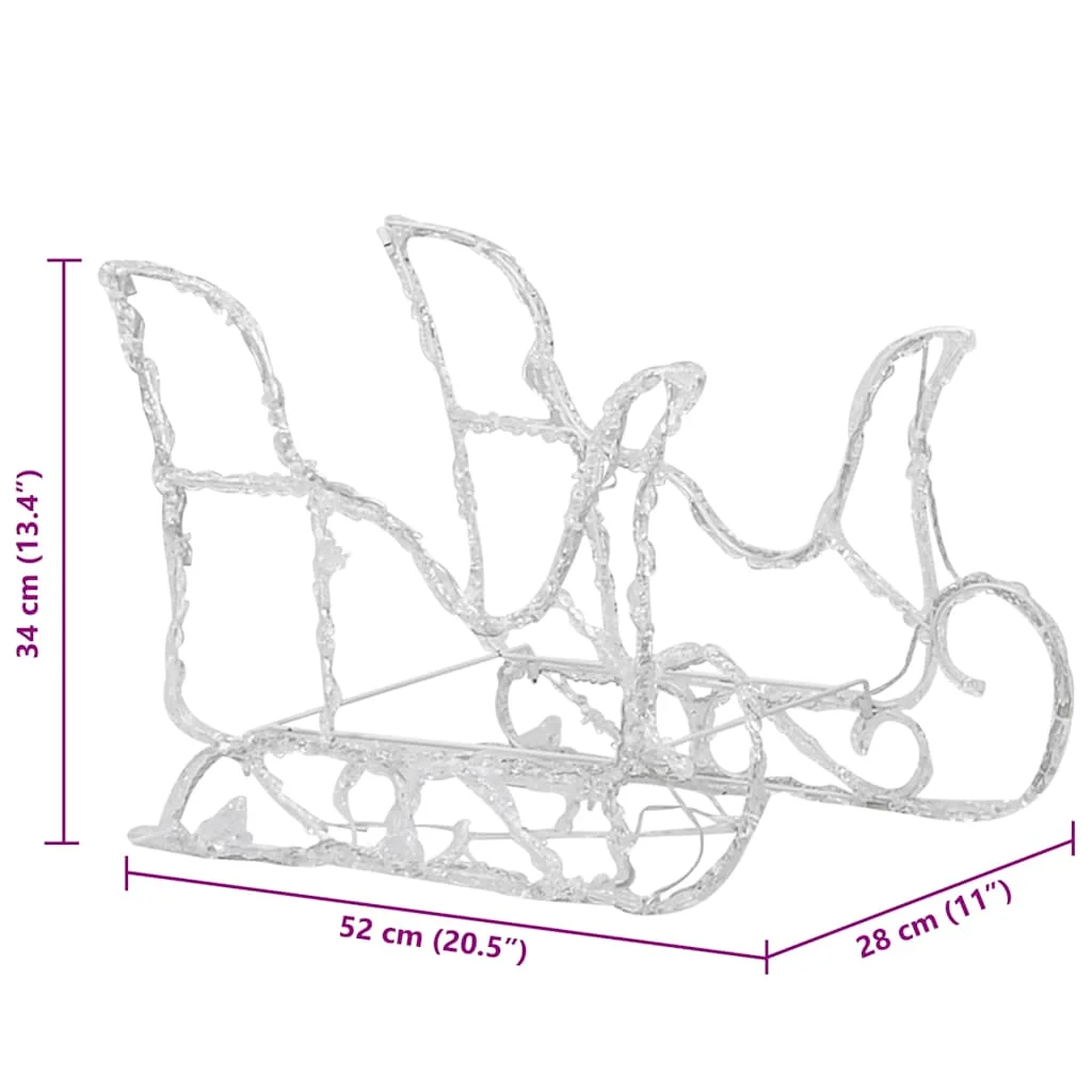 Akril rénszarvasos-szános karácsonyi dísz 160 LED-del 130 cm