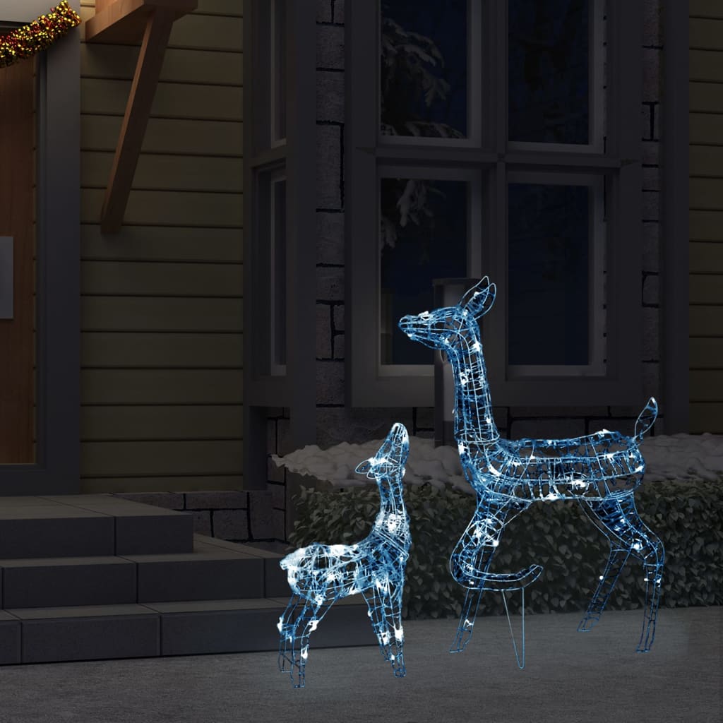 160 LED-es hideg fehér akril karácsonyi rénszarvascsalád