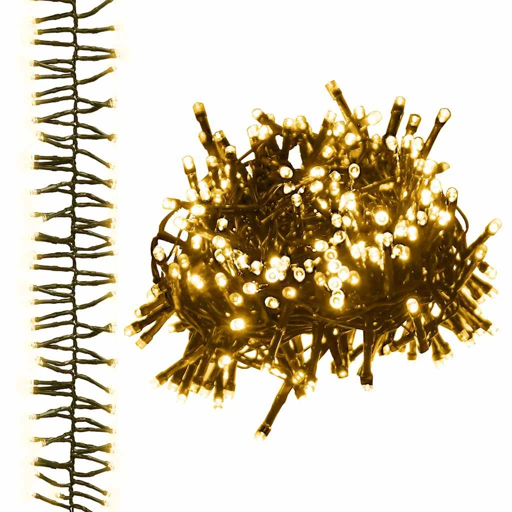 Meleg fehér fényű fürtös PVC LED-szalag 2000 LED-del 17 m