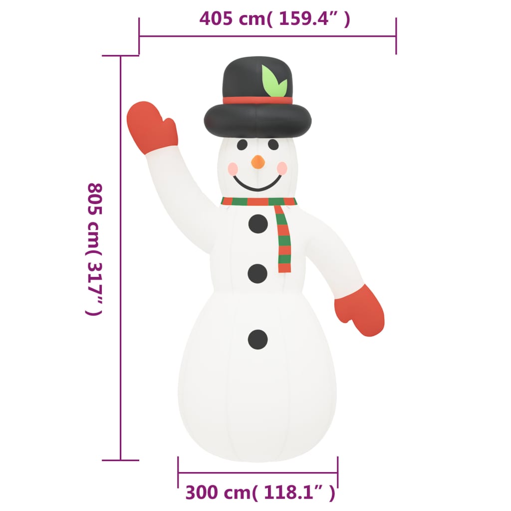 Felfújható hóember LED-ekkel 805 cm