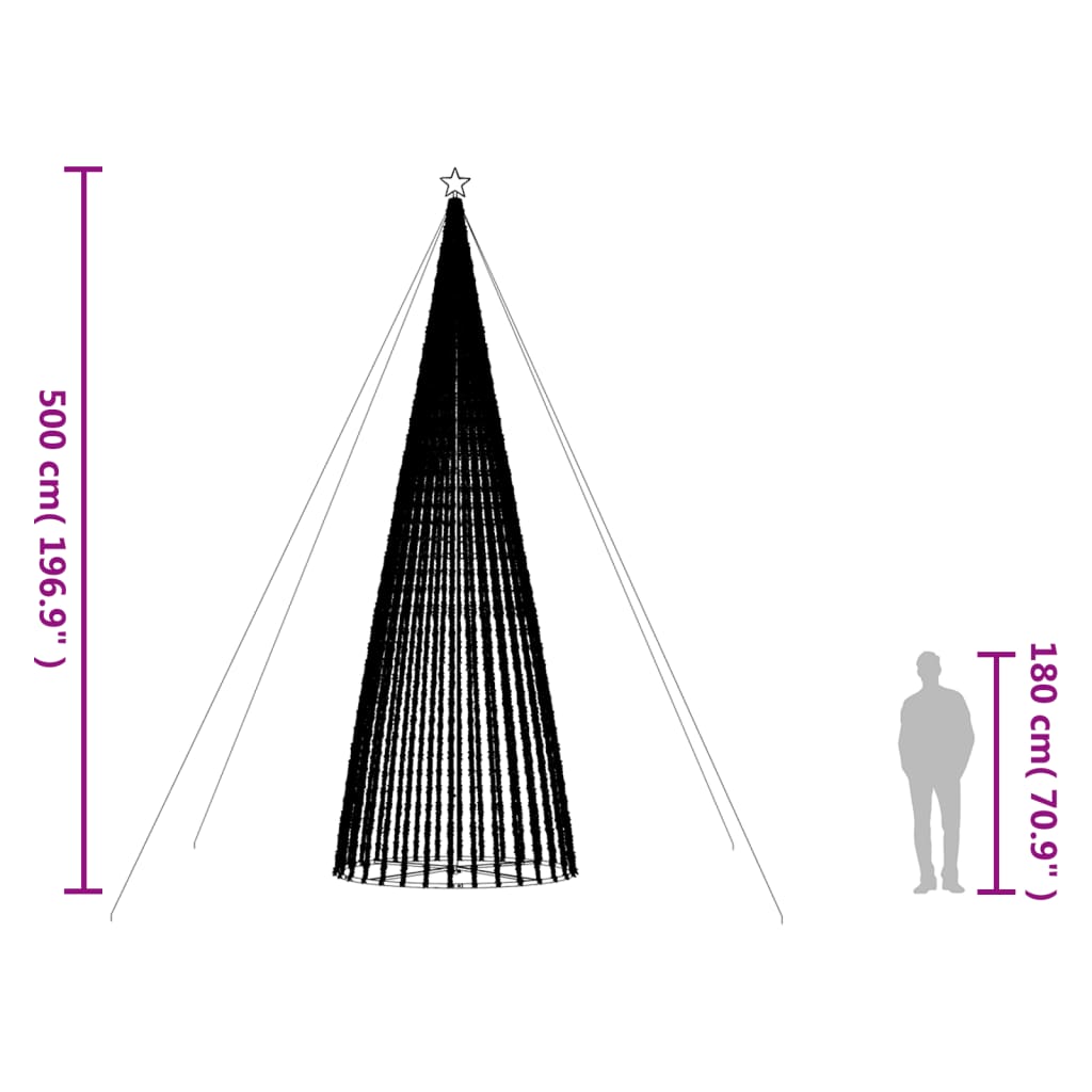 Hideg fehér karácsonyfa fénykúp 1544 LED-del 500 cm