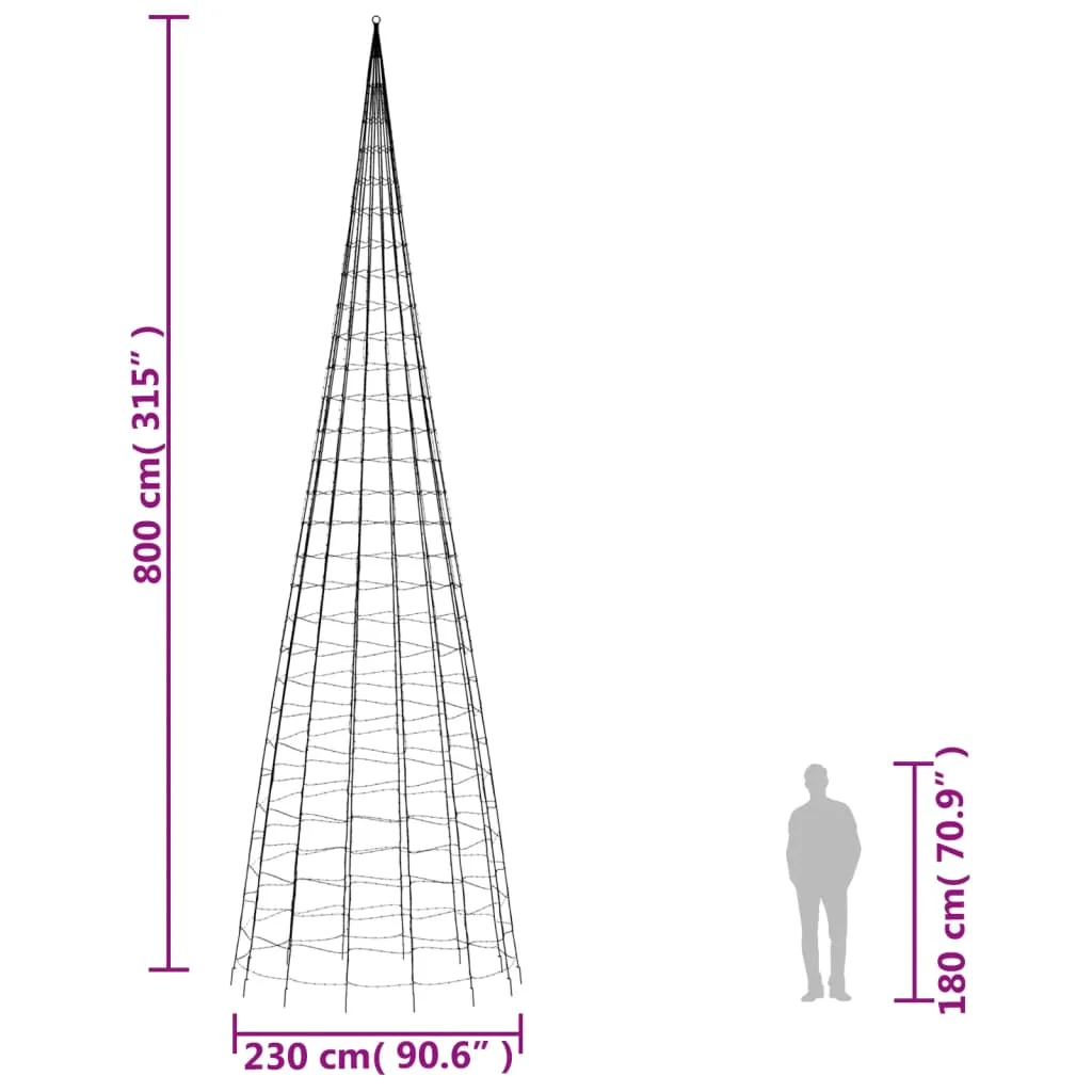 Kék LED karácsonyfa zászlórúdra 3000 LED 800 cm