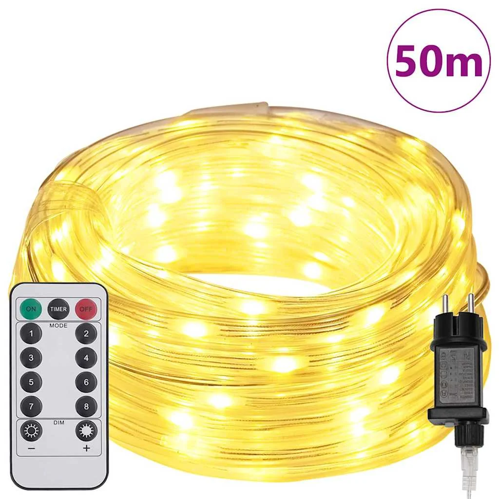 Kötél világítás 1200 LED-del Meleg fehér 50 m PVC