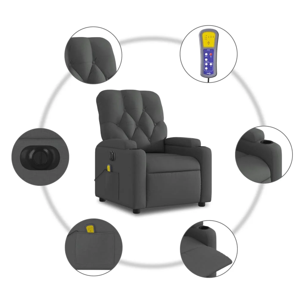 Sötétszürke szövet elektromos dönthető masszázsfotel