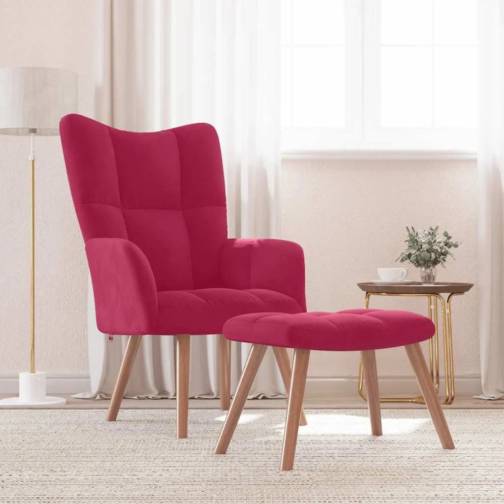 Bordó bársony pihenőszék lábtartóval