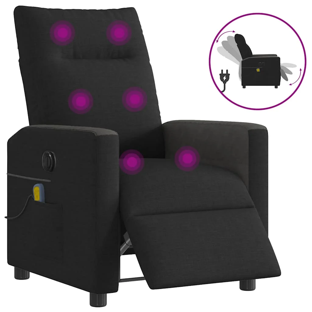 Fekete szövet elektromos dönthető masszázsfotel