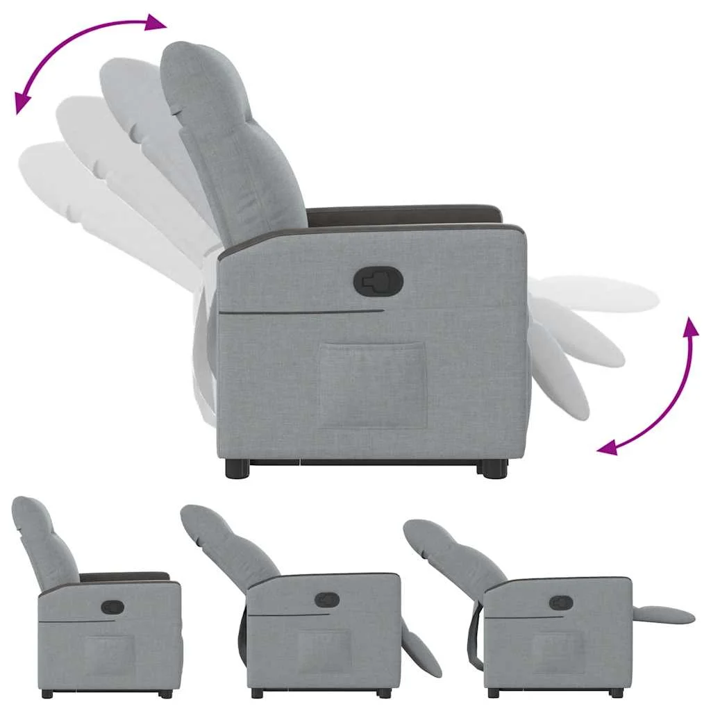 Világosszürke szövet felállást segítő dönthető fotel