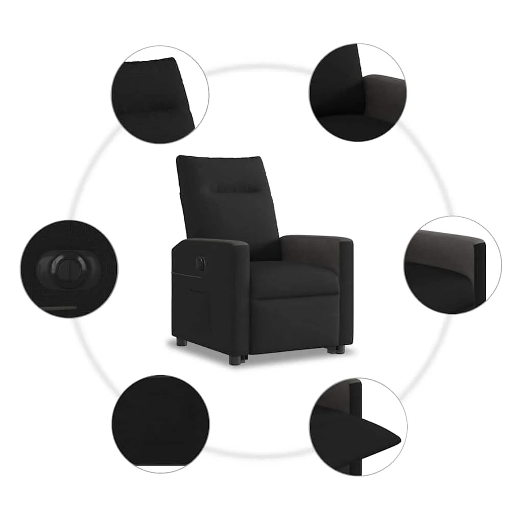 Elektromos felállást segítő fekete szövet dönthető fotel