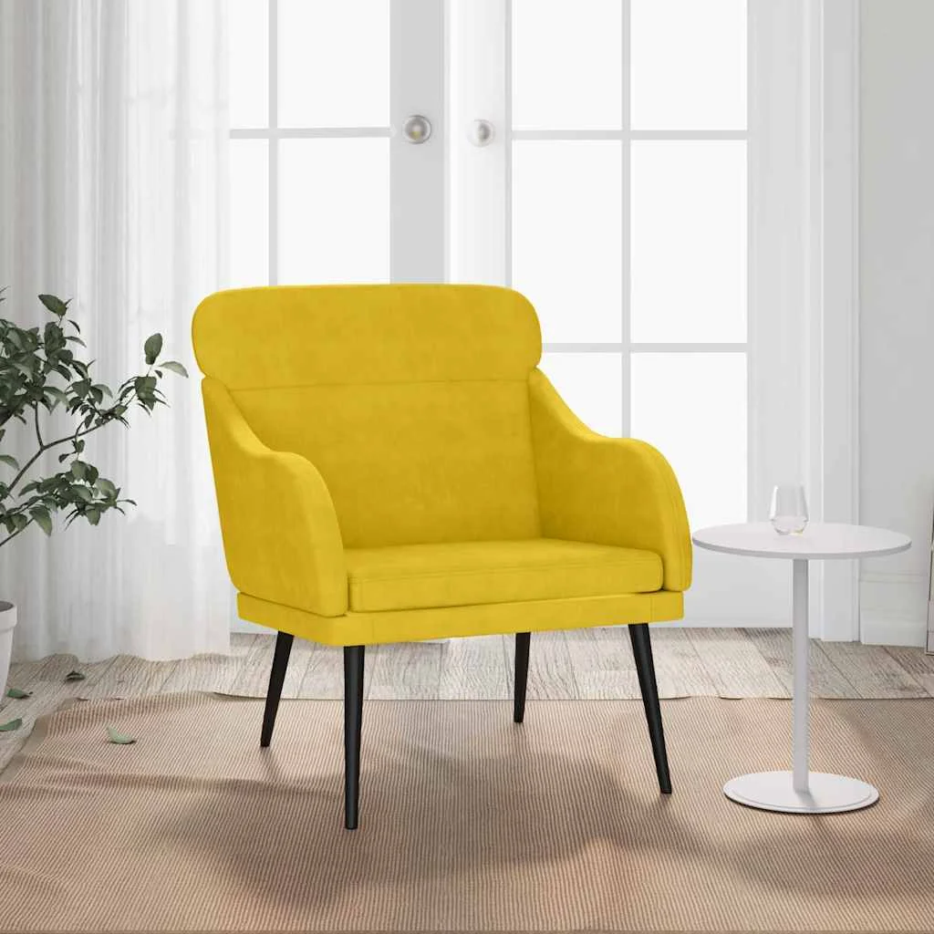 Sárga bársonyfotel 63 x 76 x 80 cm