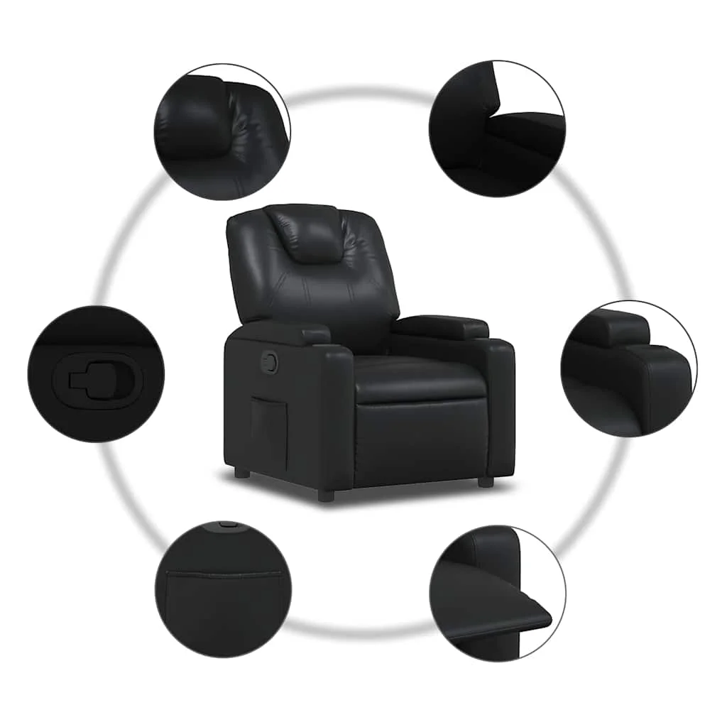 Fekete műbőr dönthető fotel