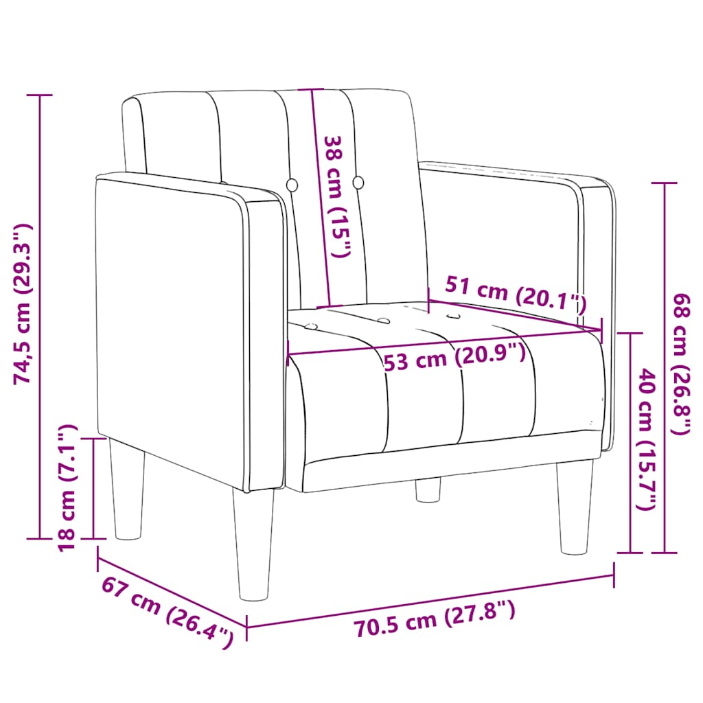 Tópszínű szövet kanapészék karfás szék 53 cm