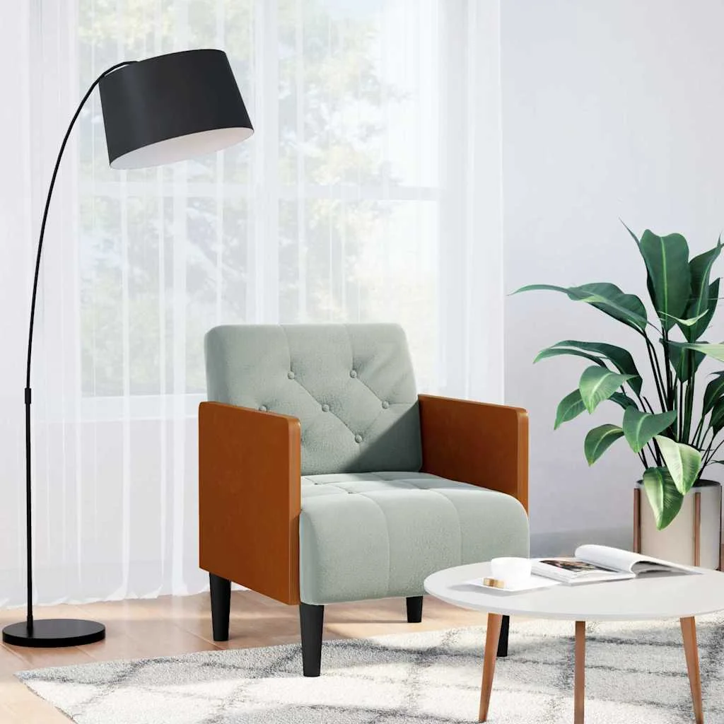 Világosszürke bársony kanapészék karfás szék 55 cm