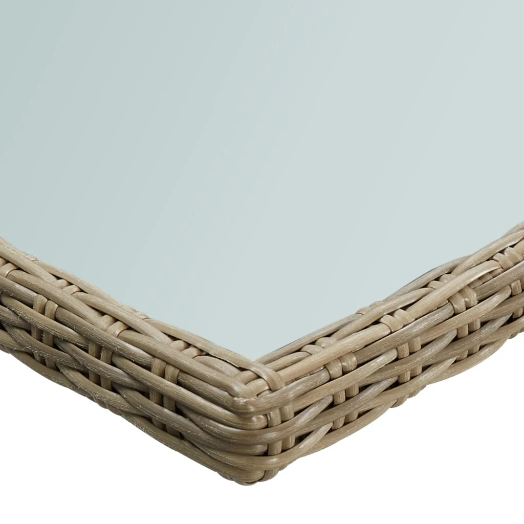 Barna üveg és polyrattan kerti étkezőasztal 200 x 100 x 74 cm