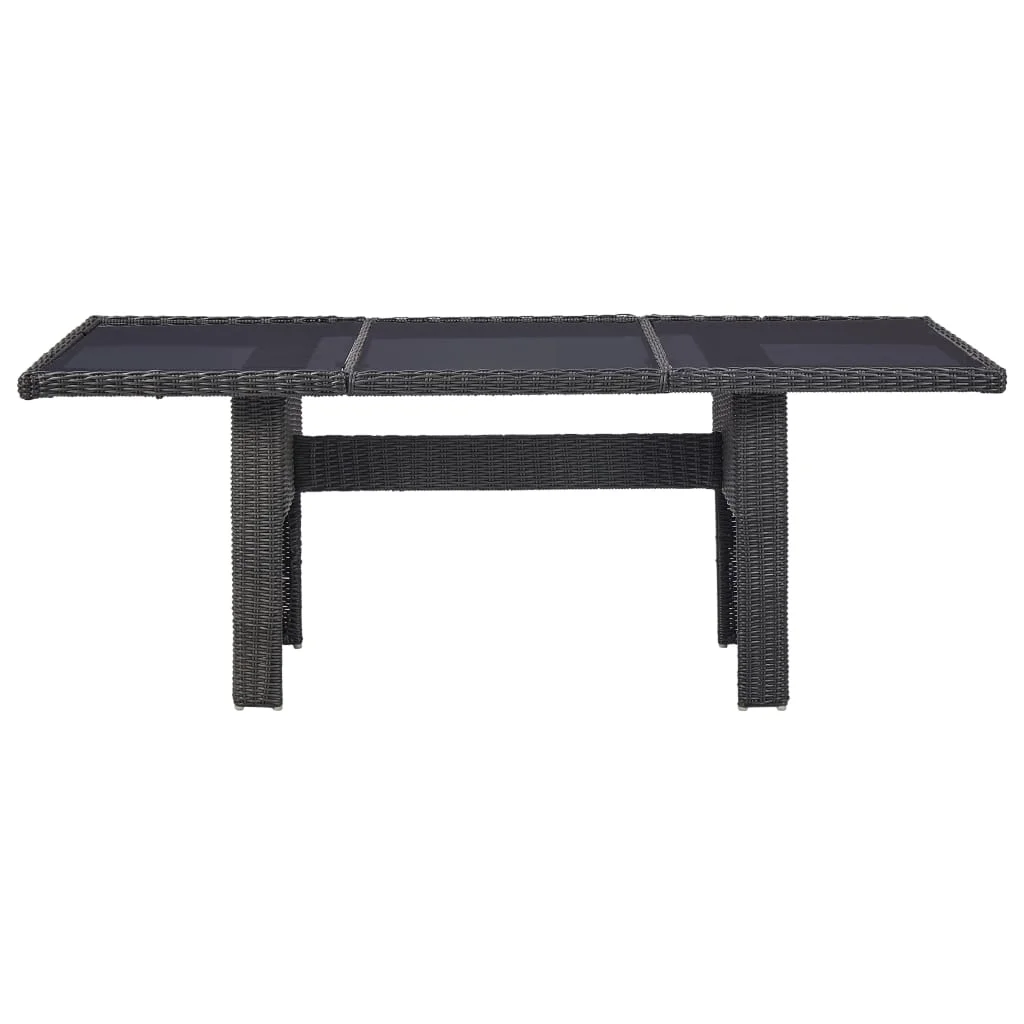 Barna üveg és polyrattan kerti étkezőasztal 200 x 100 x 74 cm