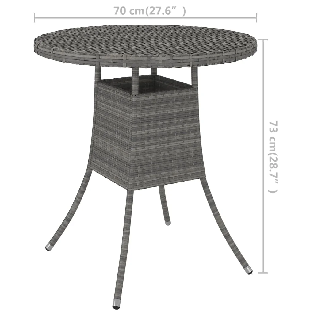 Szürke polyrattan kerti asztal 70 x 70 x 73 cm