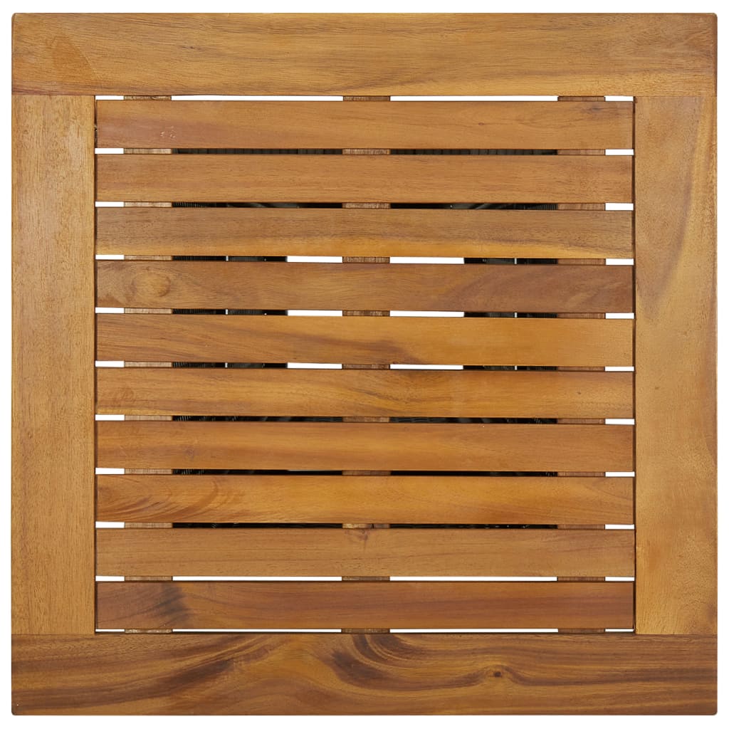 Szürke polyrattan és tömör akácfa bárasztal 60 x 60 x 110 cm