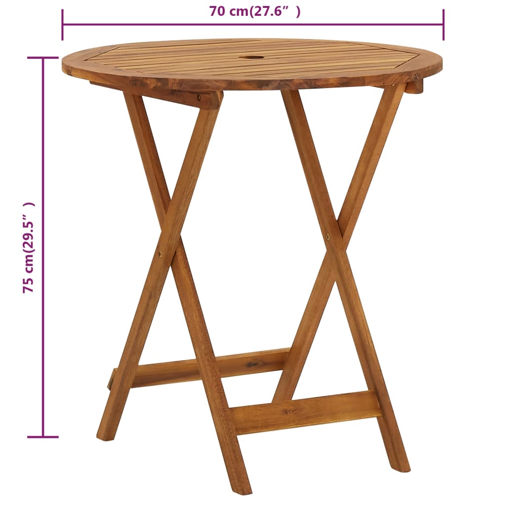 összecsukható tömör akácfa kerti asztal 70 cm