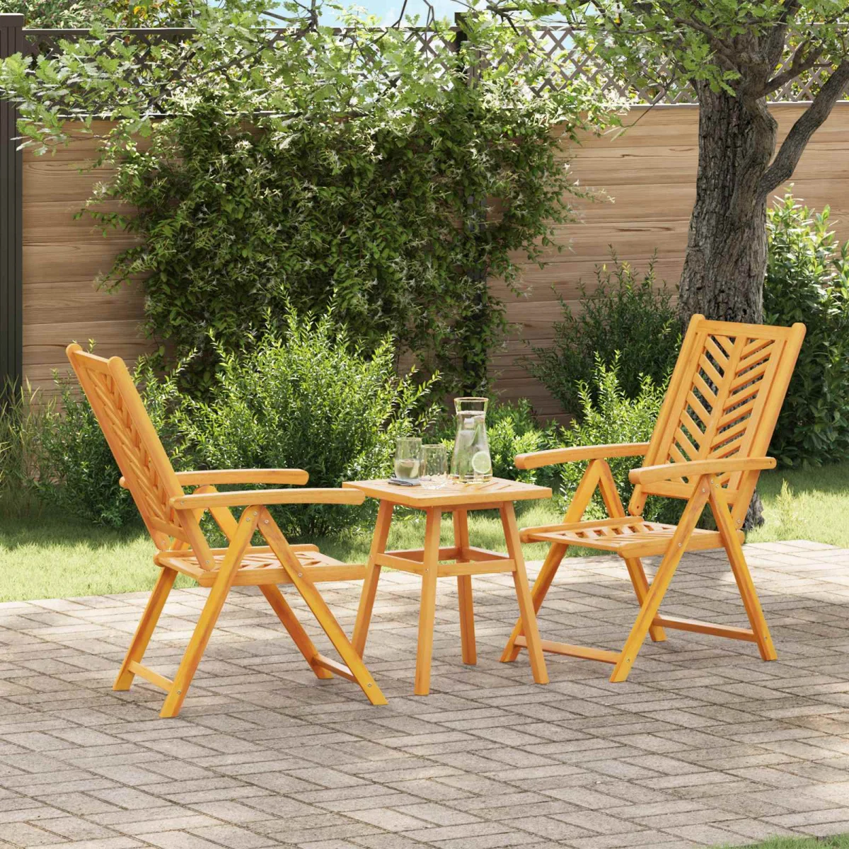 Kert Bistro Készlet 3 pcs Barna tömör akácfa