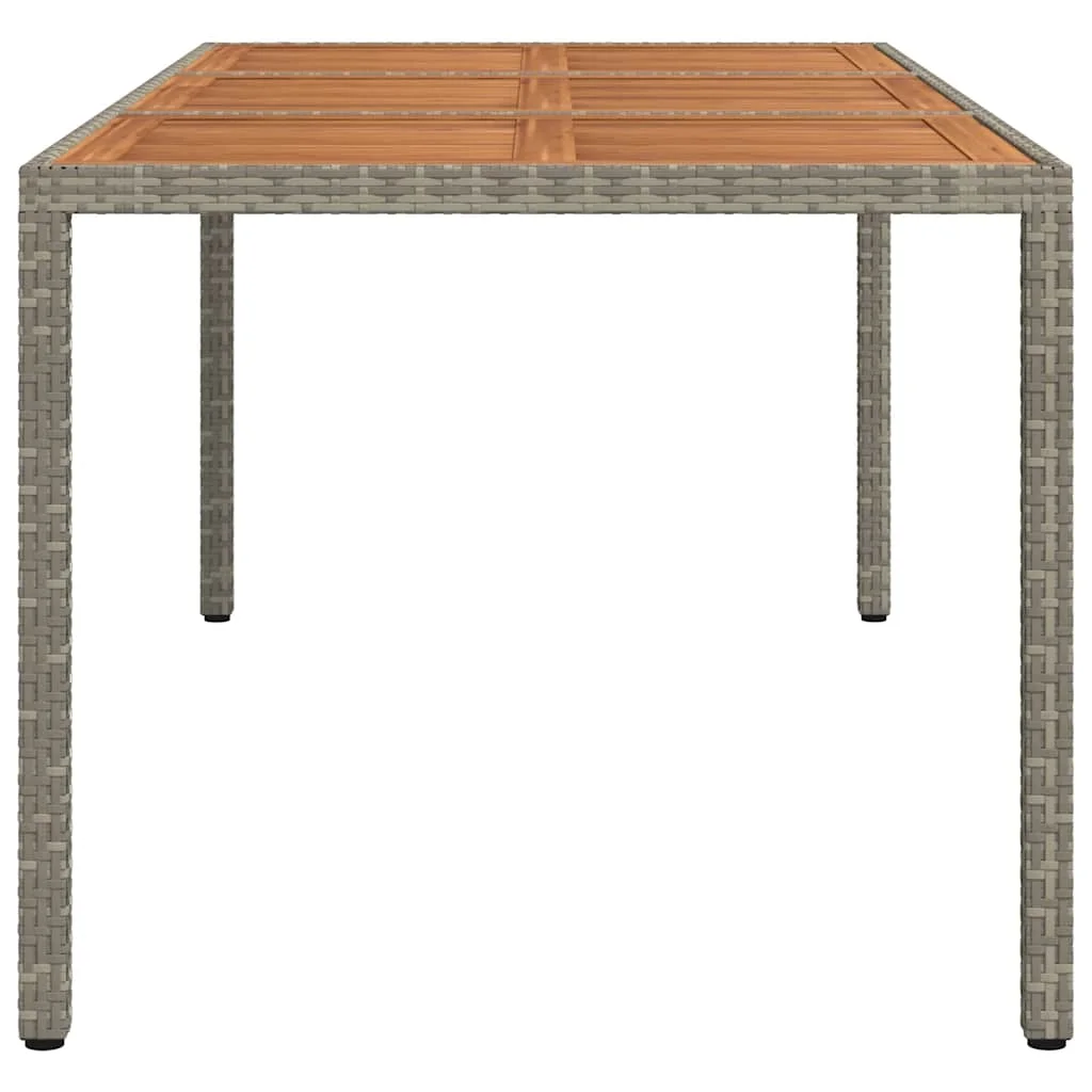 Szürke polyrattan és akácfa kerti asztal 190 x 90 x 75 cm