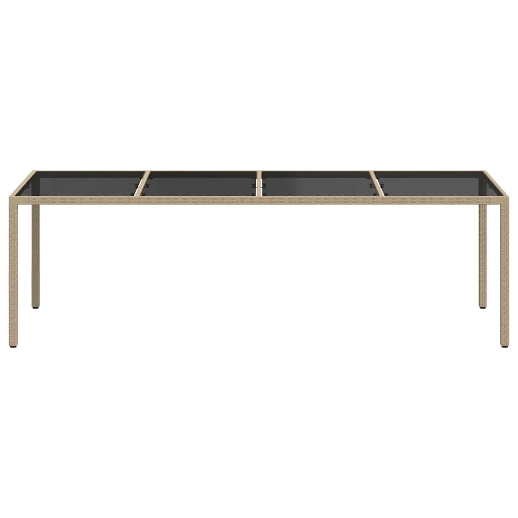 Bézs polyrattan és edzett üveg kerti asztal 250 x 100 x 75 cm