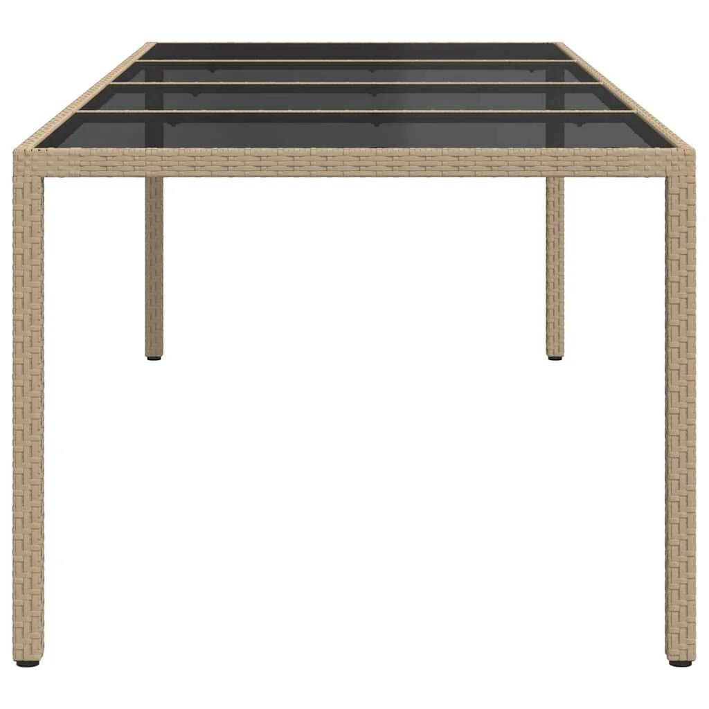 Bézs polyrattan és edzett üveg kerti asztal 250 x 100 x 75 cm