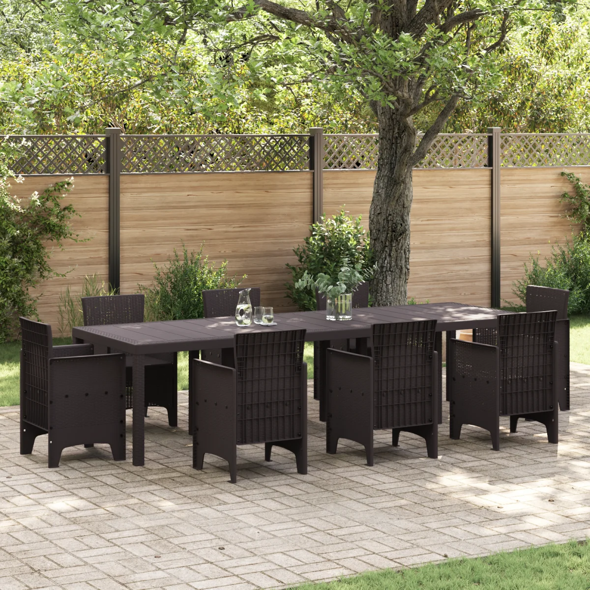 Kerti asztal Barna 300x100x73 cm Polirattan