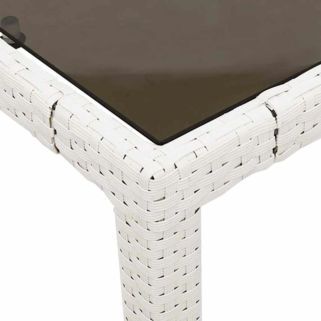 Fehér polyrattan üveglapos kerti asztal 90 x 90 x 75 cm