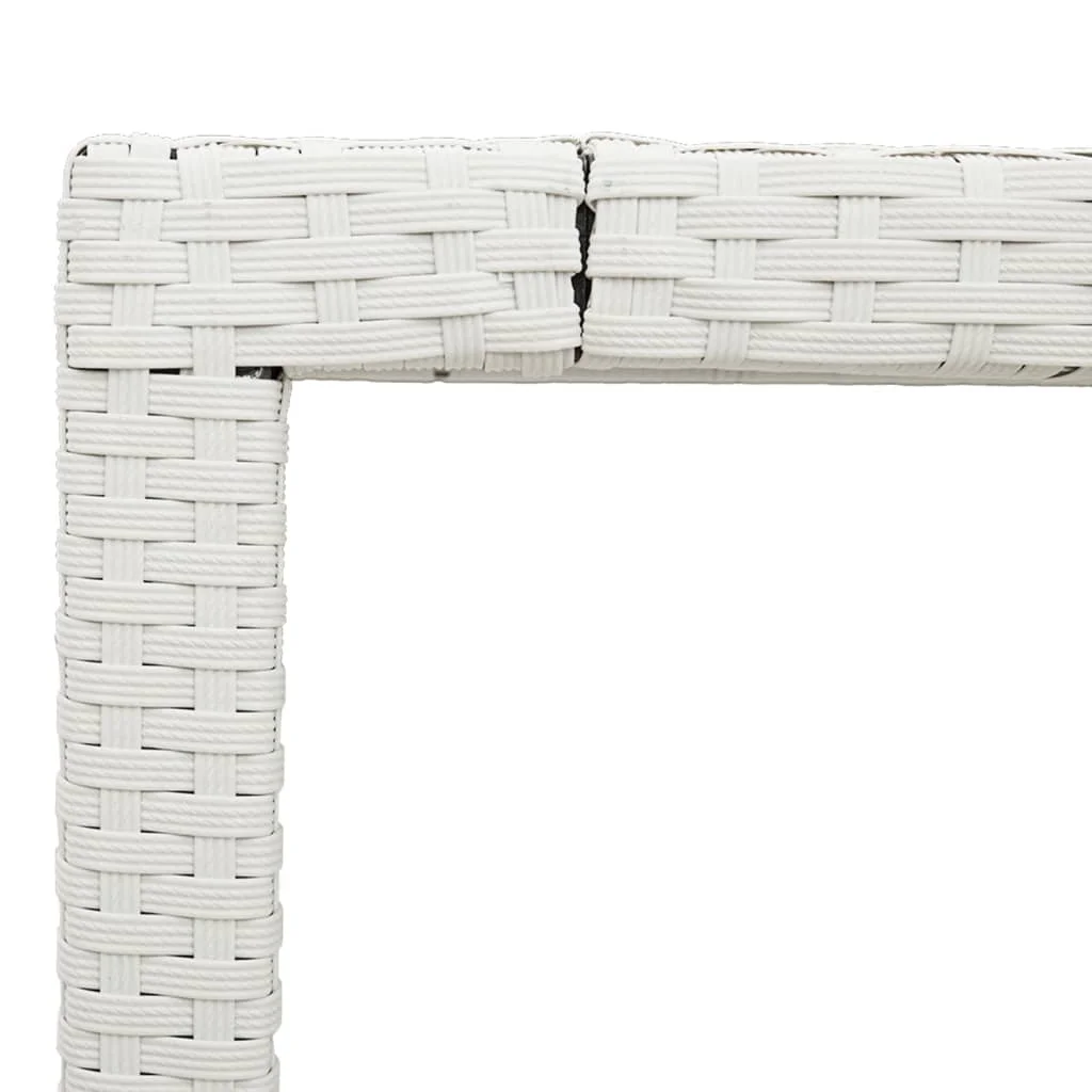 Fehér polyrattan üveglapos kerti asztal 90 x 90 x 75 cm