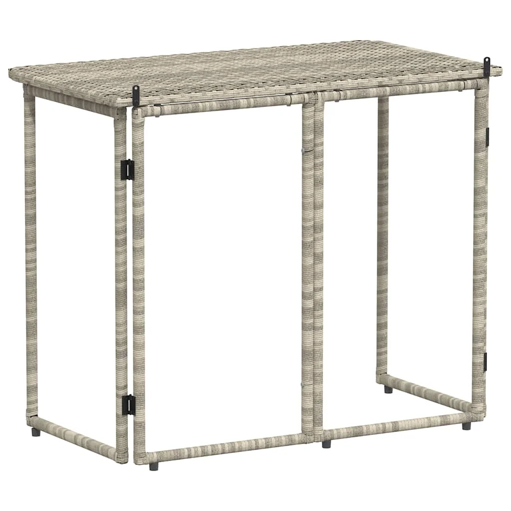 Világosszürke polyrattan összecsukható kerti asztal 90x51x75 cm