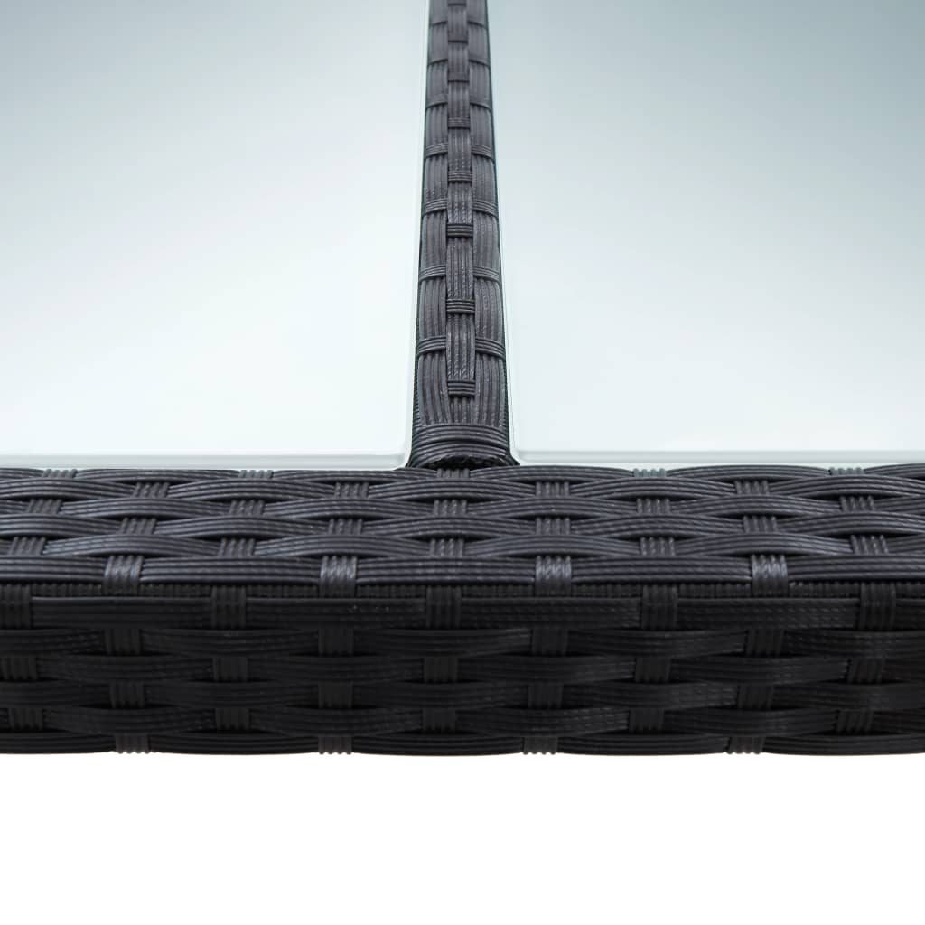Fekete polyrattan kültéri étkezőasztal 200 x 150 x 74 cm