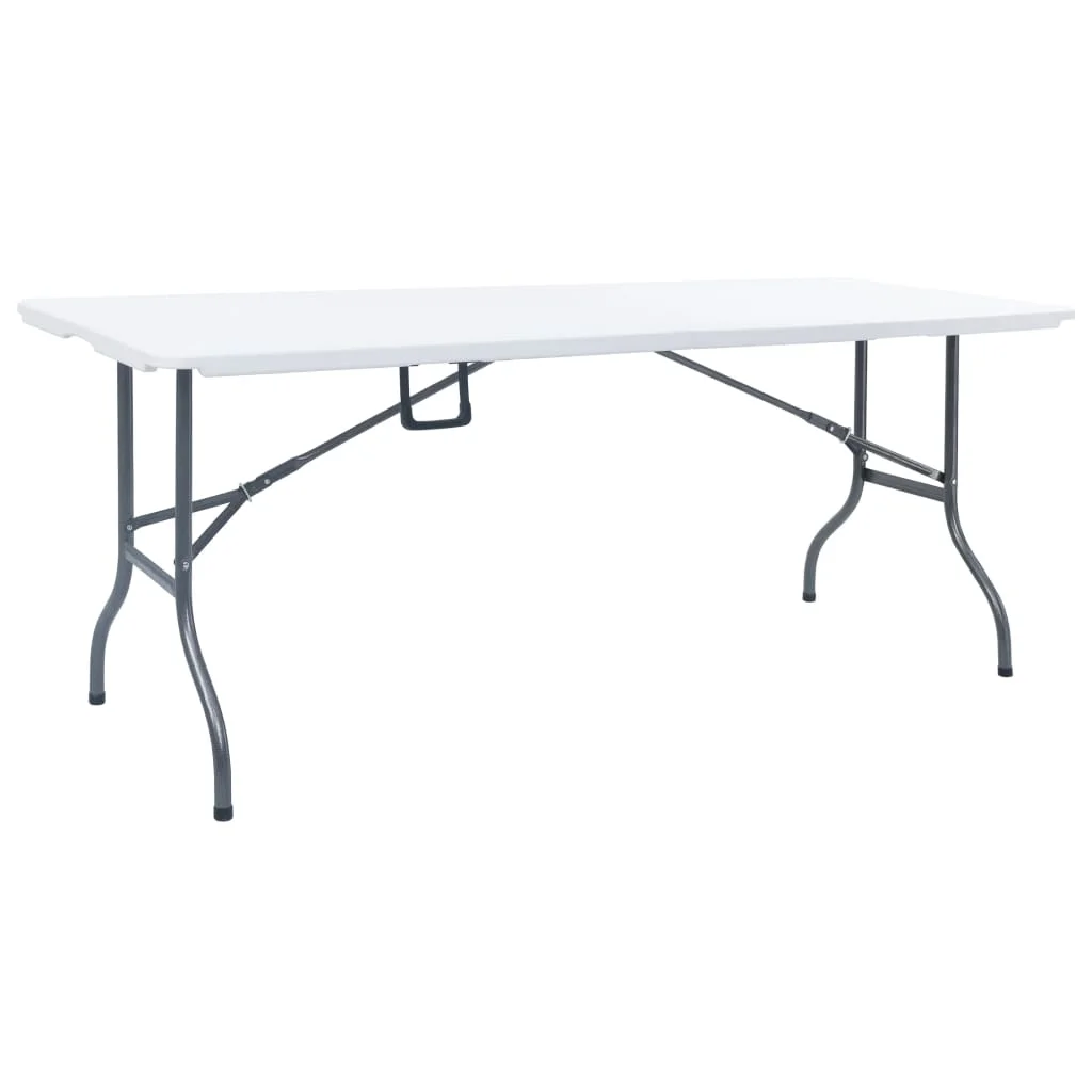 Fehér HDPE összecsukható kerti asztal 180 x 72 x 72 cm