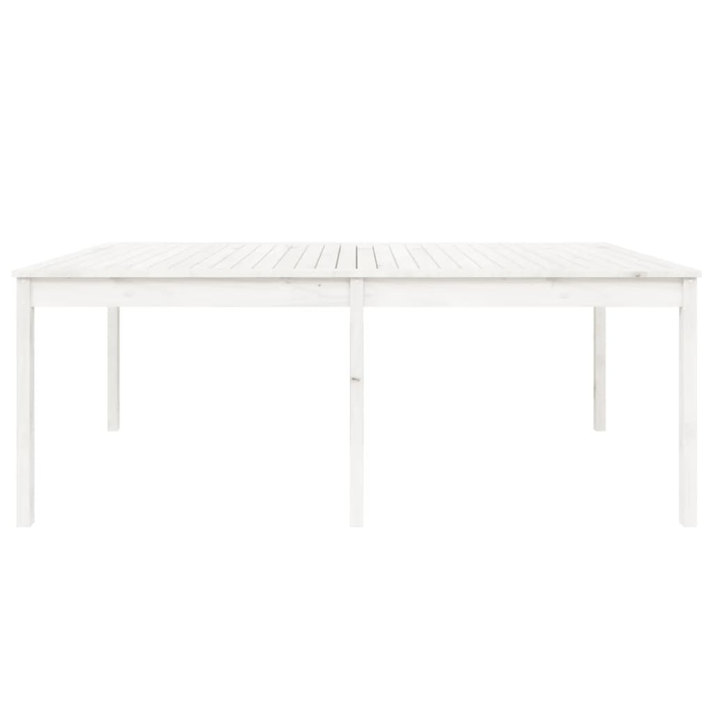 Fehér tömör fenyőfa kerti asztal 203,5 x 100 x 76 cm