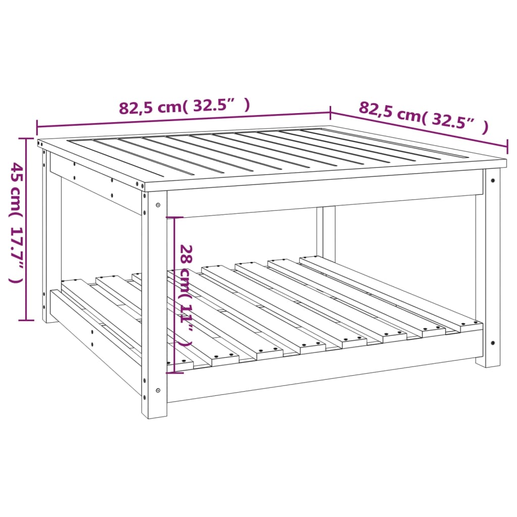 Tömör douglas fa kerti asztal 82,5x82,5x45 cm