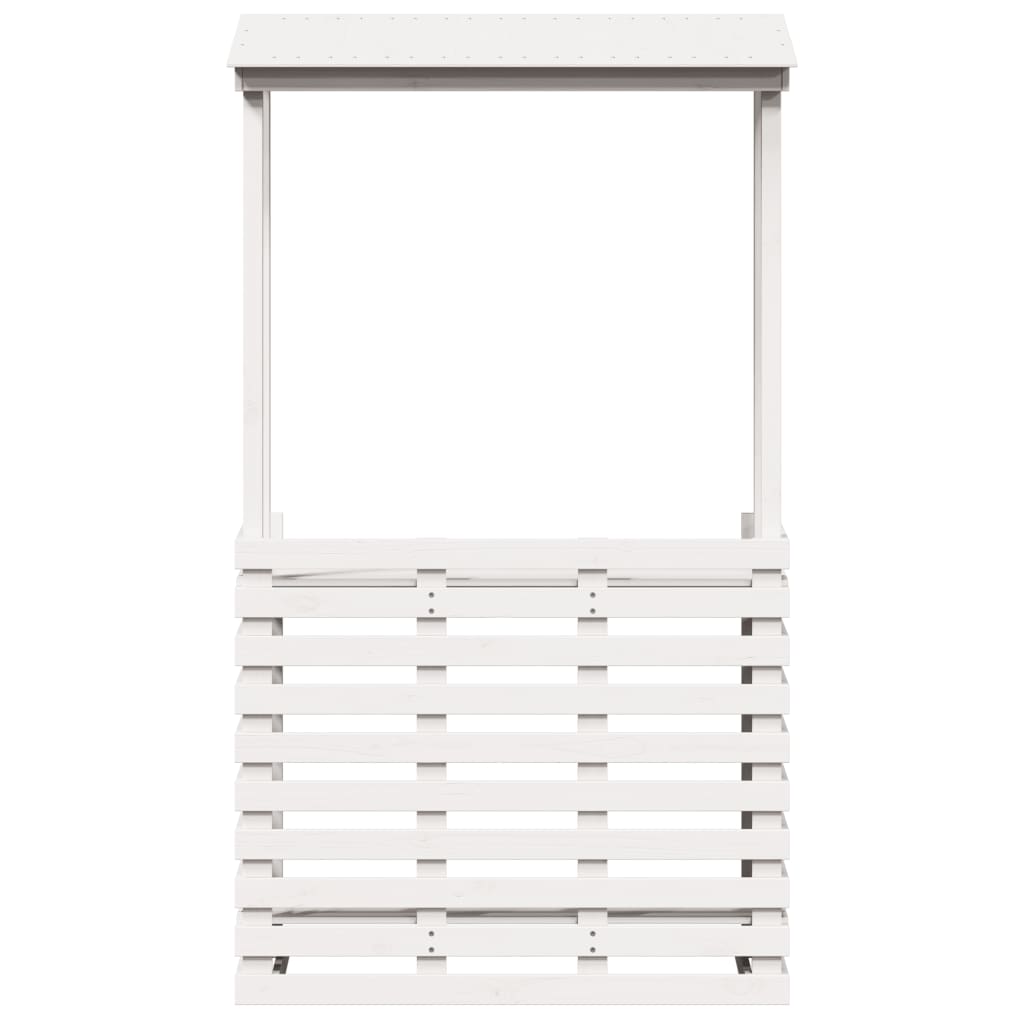 Fehér kültéri tömör fa bárasztal tetővel 112,5 x 57 x 195,5 cm